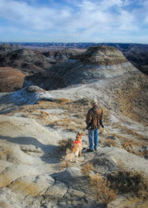 Badlands riparian ridges provide good viewing of the landscape